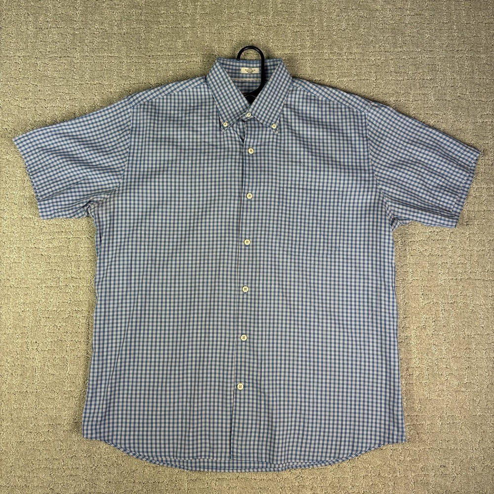 Peter Millar Button Shirt Mens L Crown Crafted Silk Blend Short Sleeve Dadcore